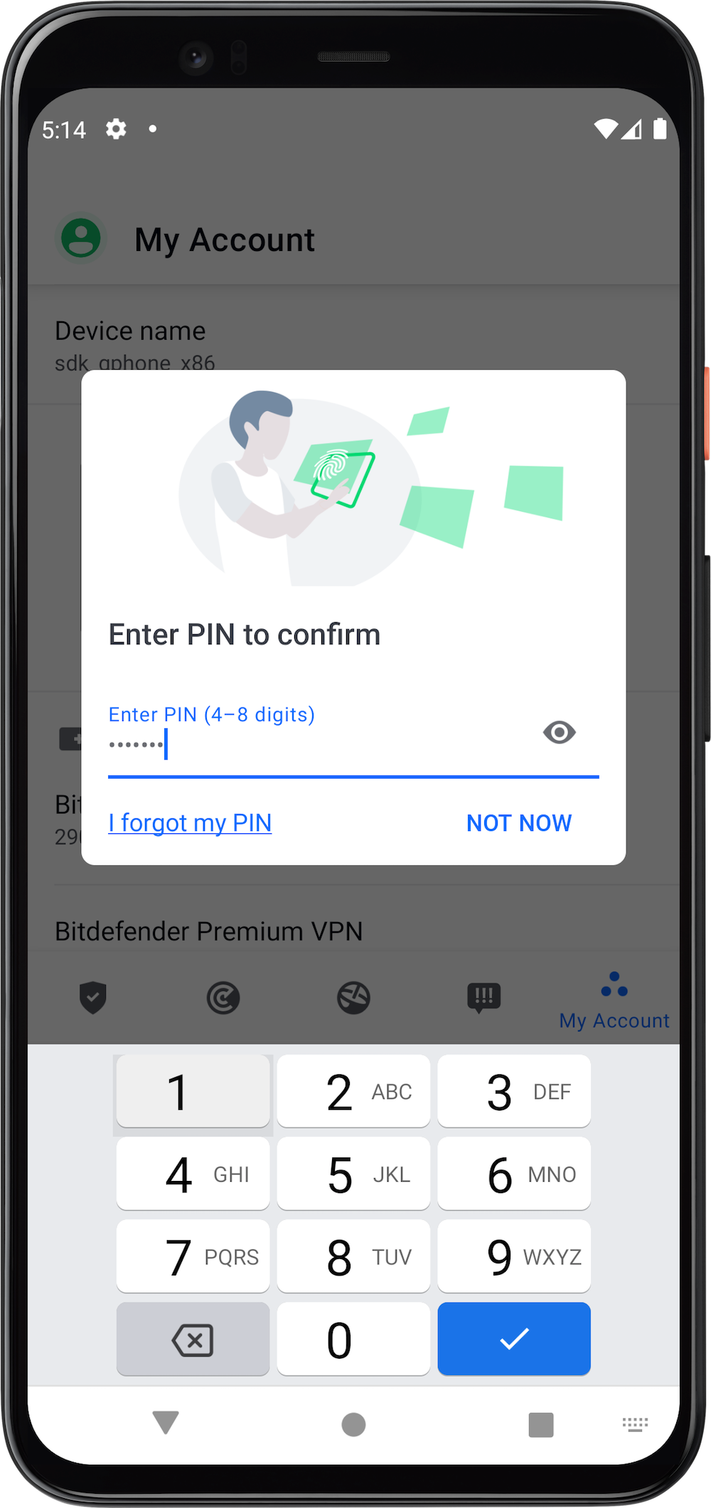 PIN - Bitdefender für Android deinstallieren