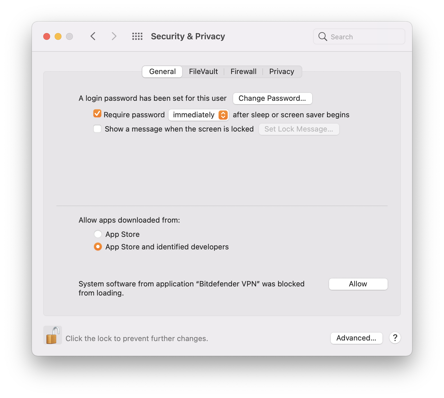 Bitdefender VPN für Mac - Zulassen