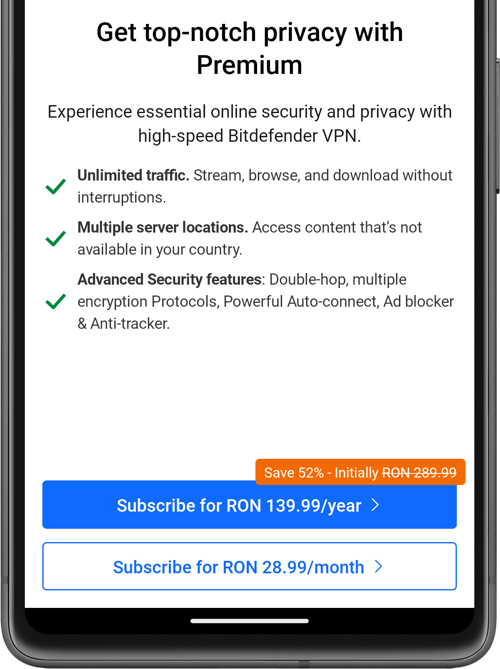 Anleitung zum Upgrade auf Bitdefender Premium VPN unter Android