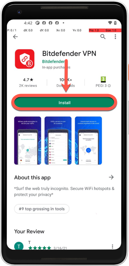 Installation von Bitdefender VPN auf Android aus dem Google Play Store