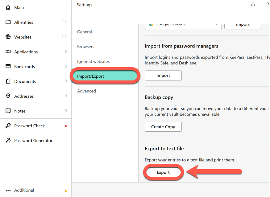 4 - Übertragen Ihrer Daten von Kaspersky zu Bitdefender Password Manager