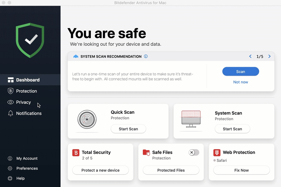 Installation von Bitdefender VPN auf Mac über Bitdefender Antivirus for Mac