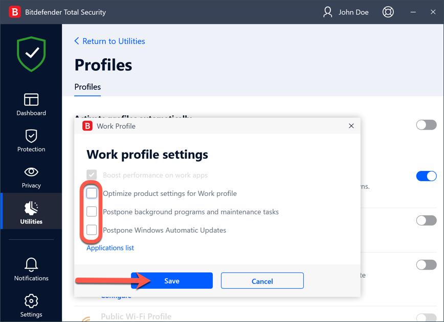 Customize Work profile settings