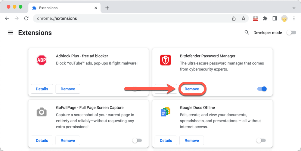 Bitdefender Password Manager deinstallieren in Chrome